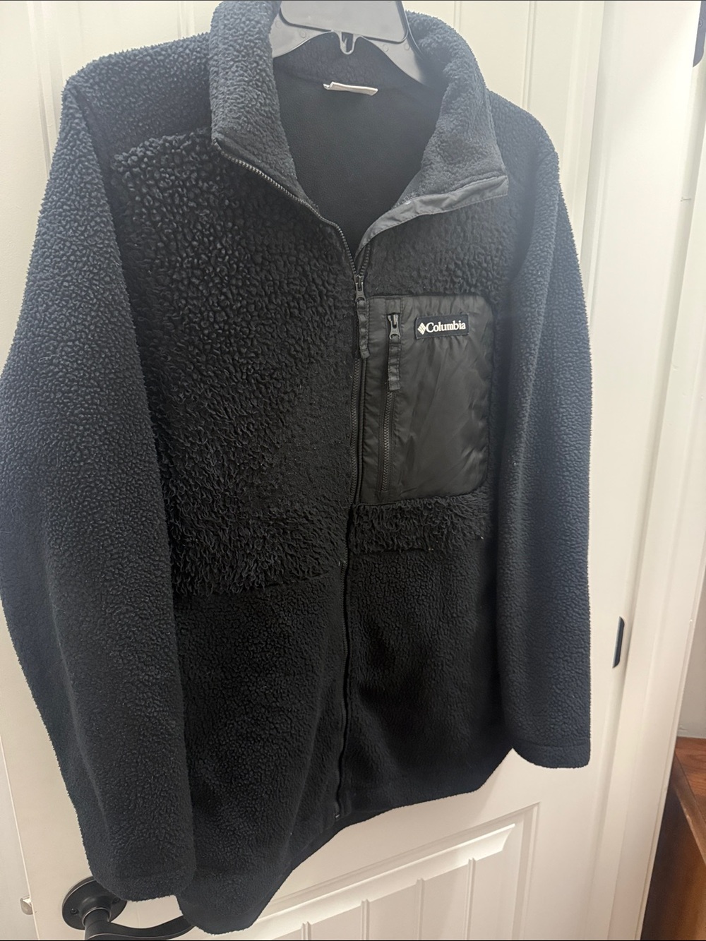 Columbia Sherpa Fleece Jacket Women’s L Black Full Zip Cozy Teddy Outdoor